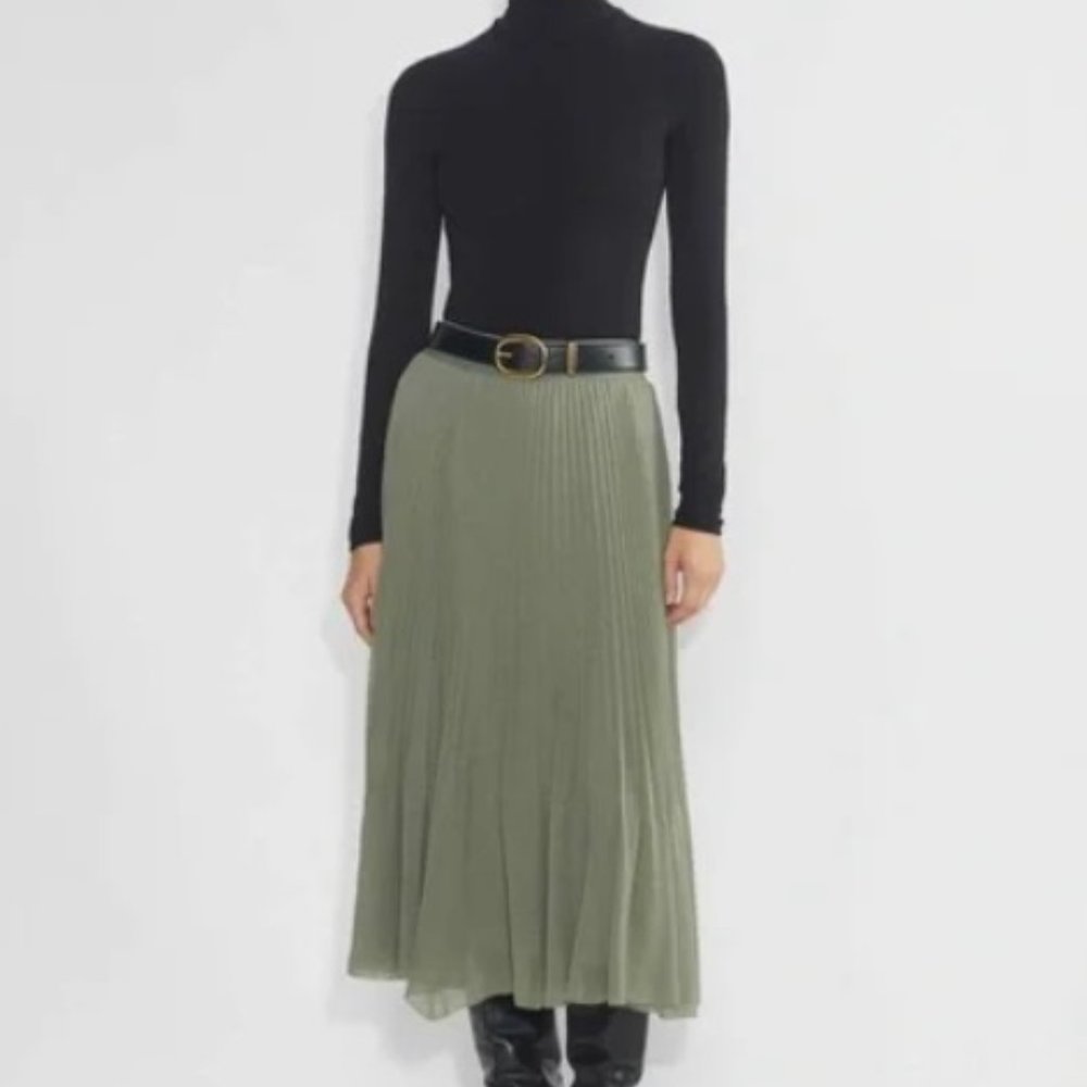 Wilfred twirl pleated skirt Aritzia green midi NWT